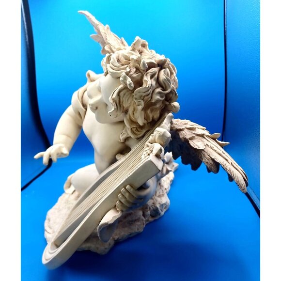 Vintage 20" Design Toscano Italian Baroque Victorian Cherub Angel w/ Harp Statue - Picture 8 of 12